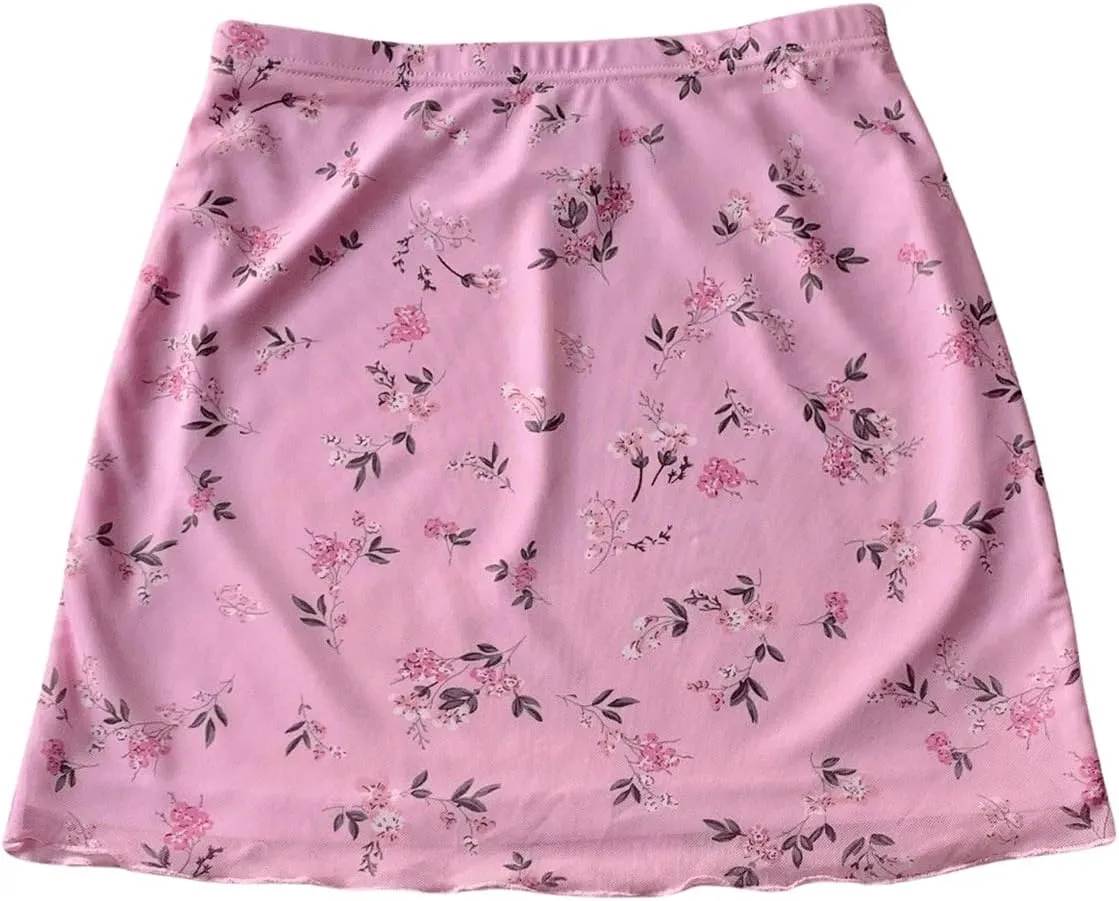 Floerns Women's Stretchy Elastic Waist Print Boho Mini Skirt