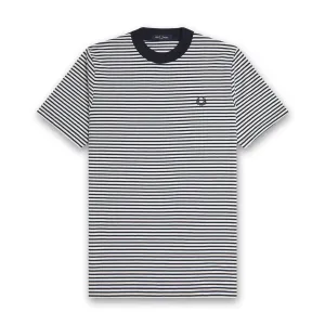 Fred Perry - Fine Stripe T-Shirt in Navy/Snow White