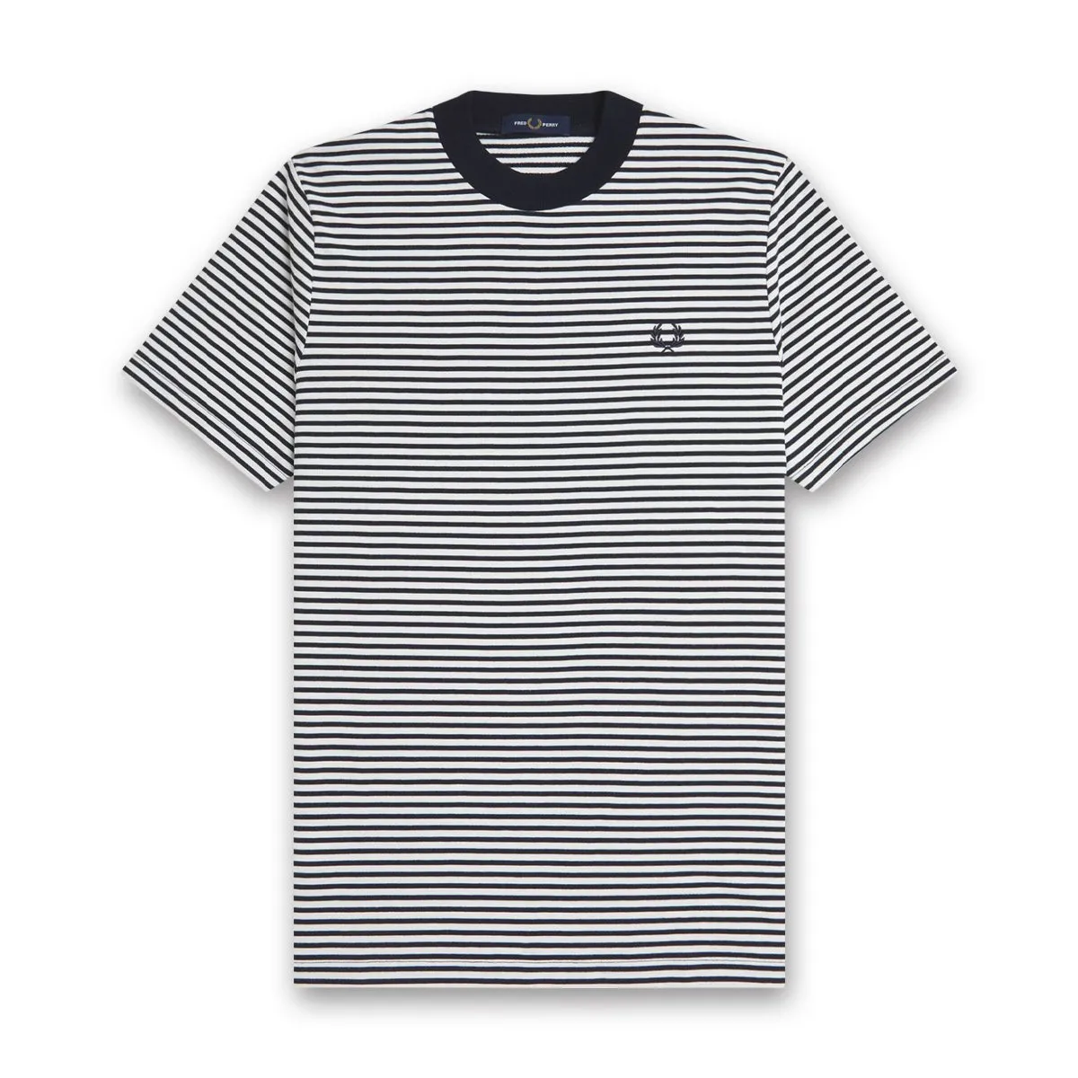 Fred Perry - Fine Stripe T-Shirt in Navy/Snow White