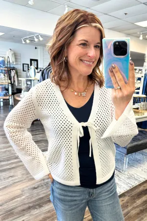 Front Tie Crochet Cardigan