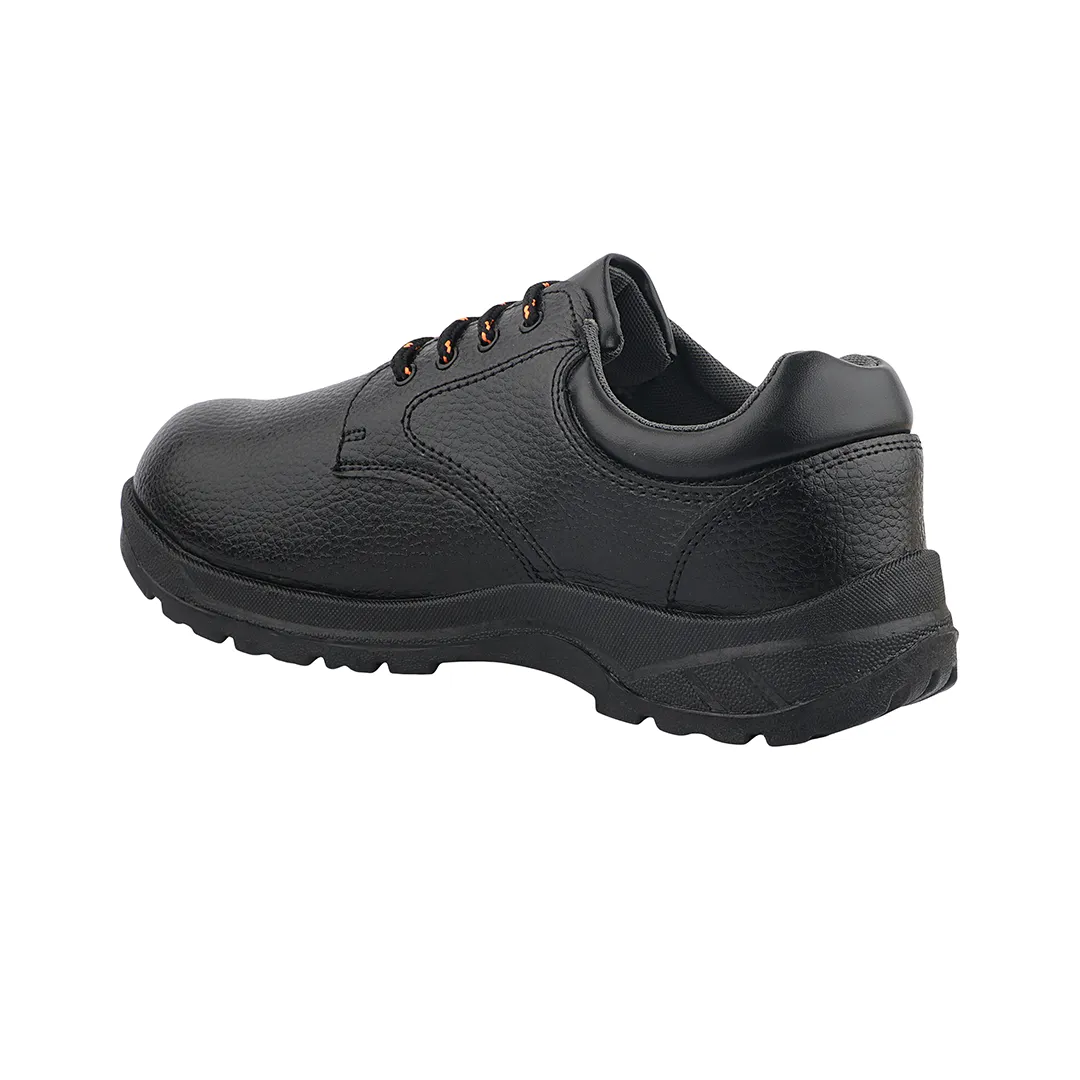 Fuel Arsenal LC Genuine Leather Safety Shoes for Men's Steel Toe Cap With Single Density PVC Sole (Black)