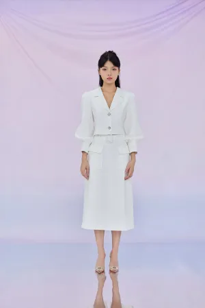 Galiana White Midi Skirt