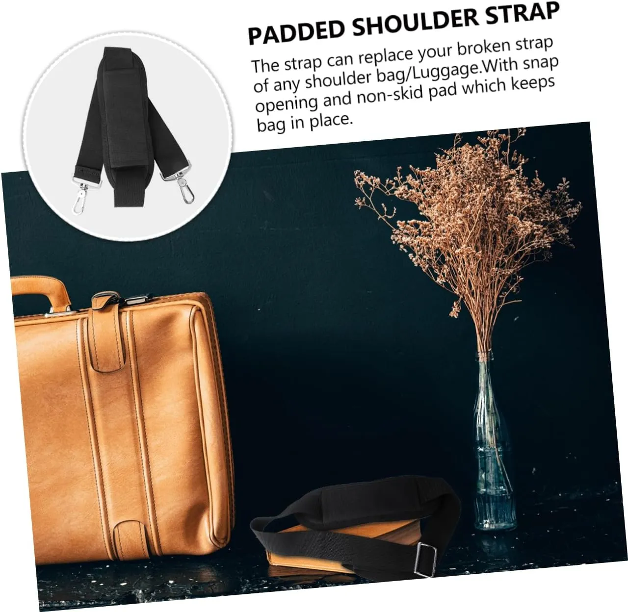 GALPADA Luggage Shoulder Strap with Swivel Hook 150cm Long Black for Briefcases Bags Comfortable Padded Design