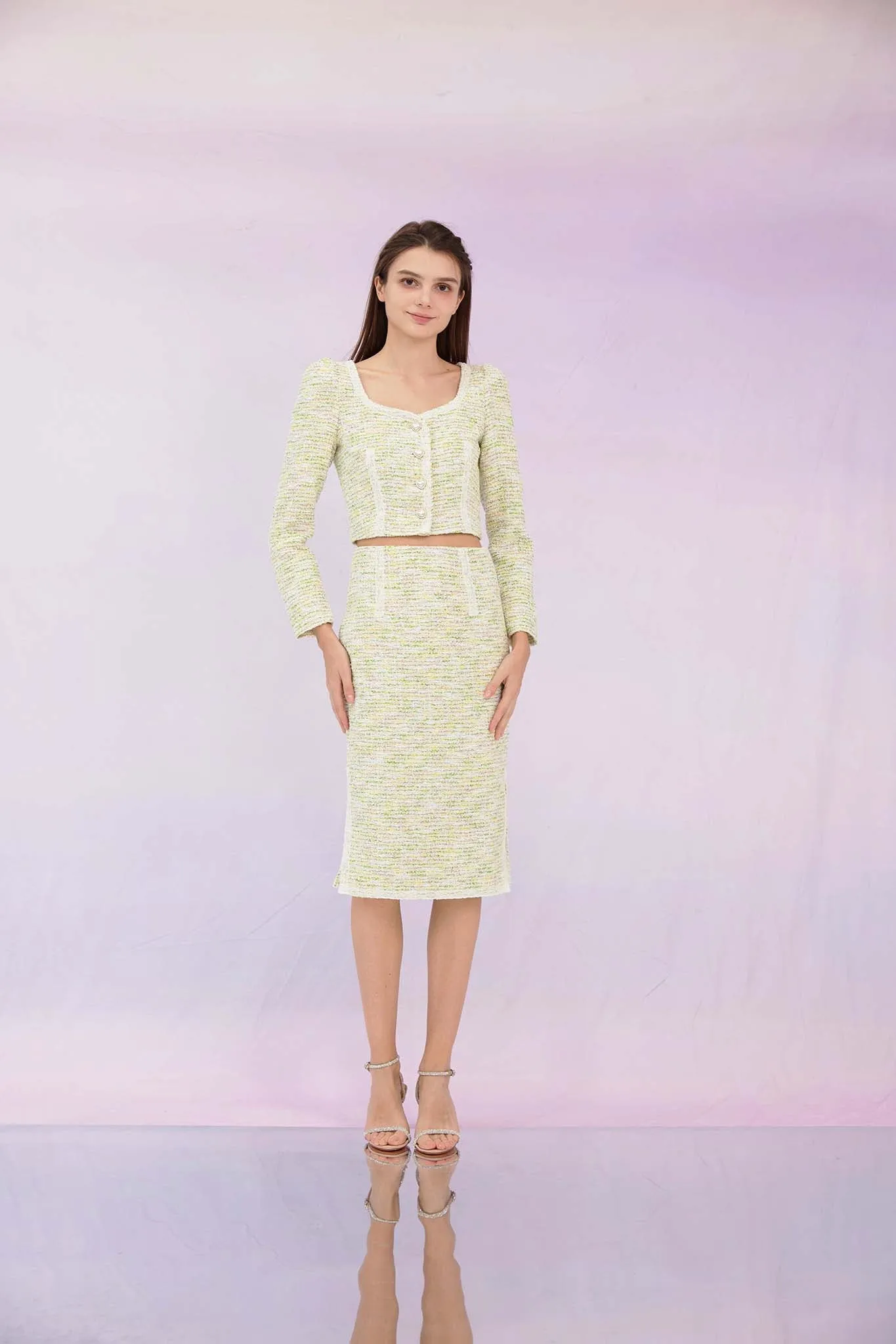 Gennie Green Tweed Skirt