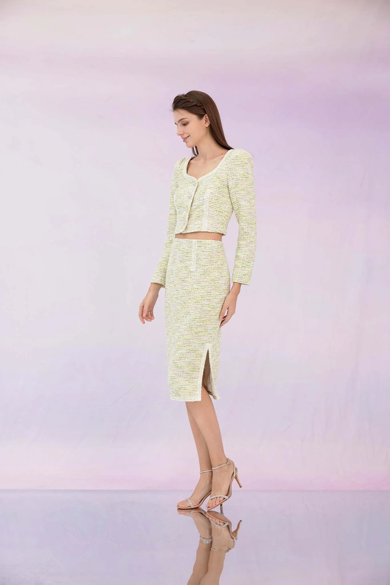 Gennie Green Tweed Skirt