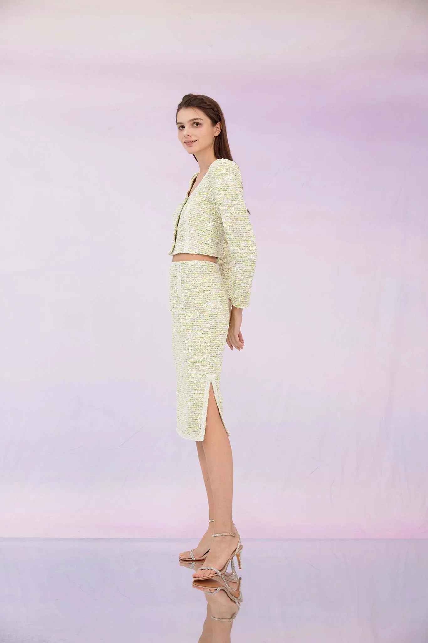 Gennie Green Tweed Skirt