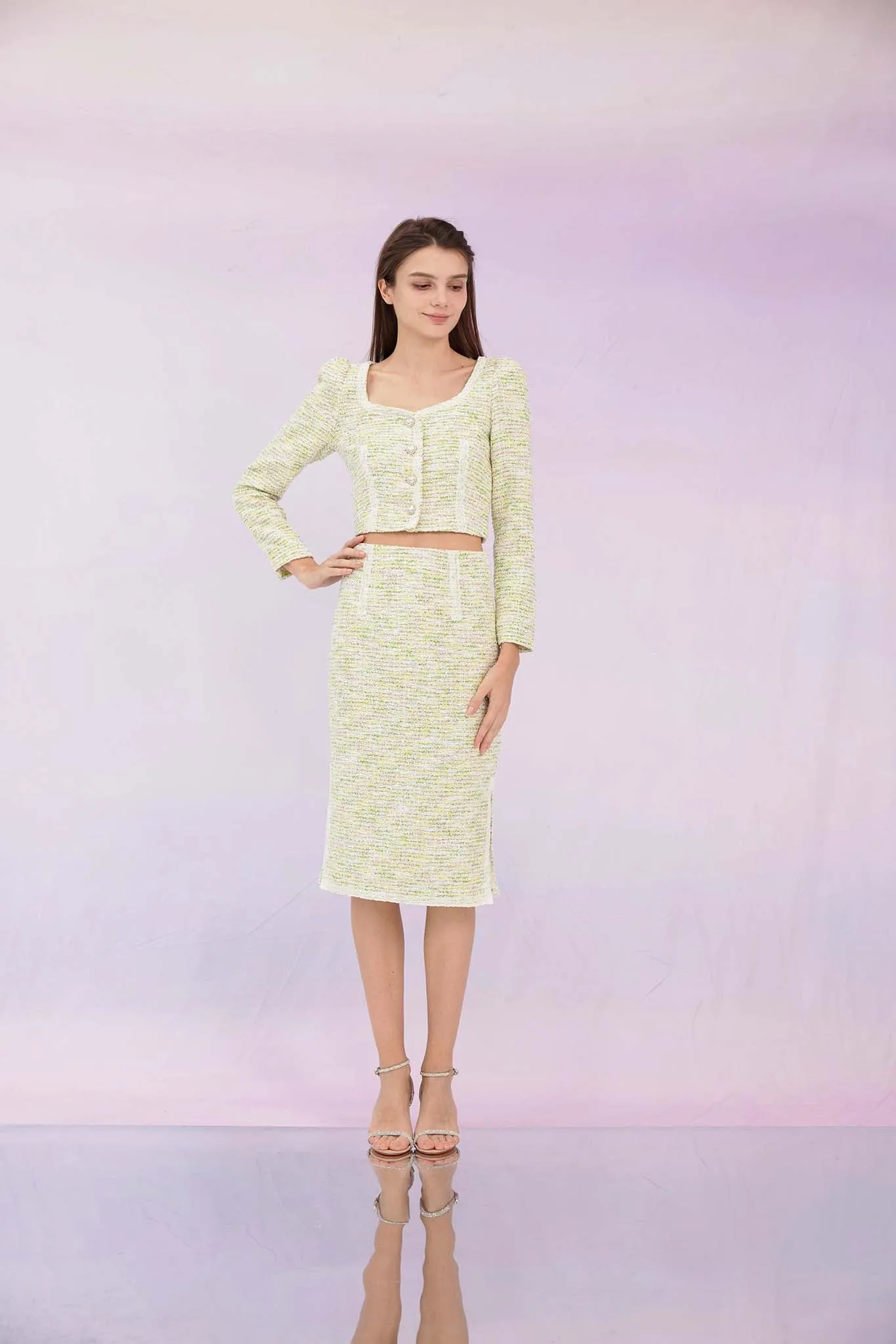 Gennie Green Tweed Skirt