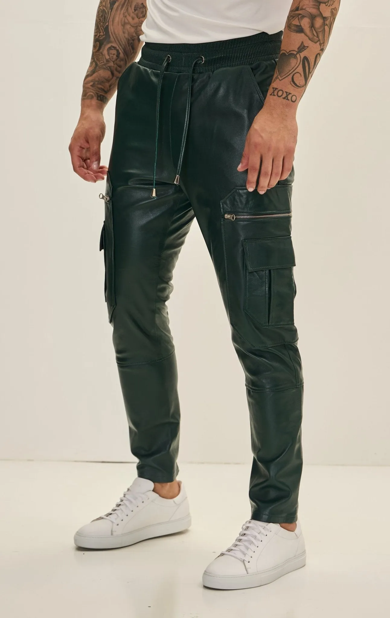 Genuine Leather Destination Joggers - Green