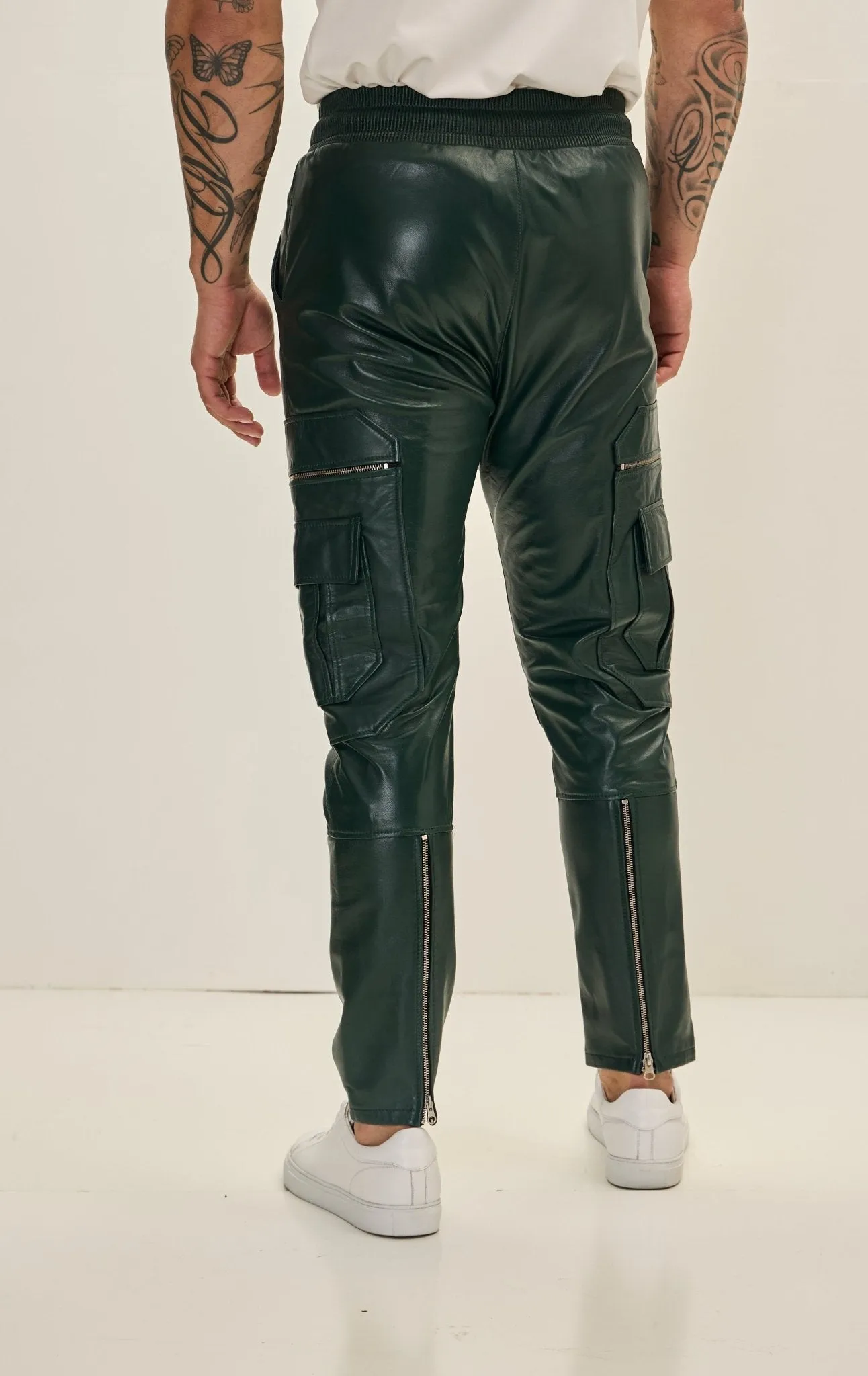 Genuine Leather Destination Joggers - Green
