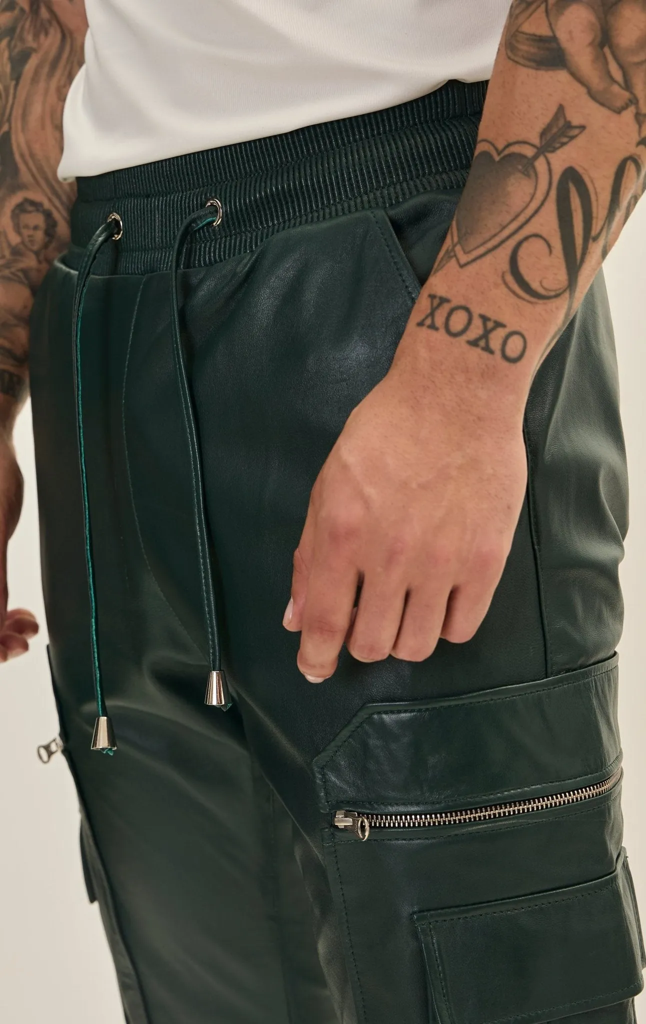 Genuine Leather Destination Joggers - Green