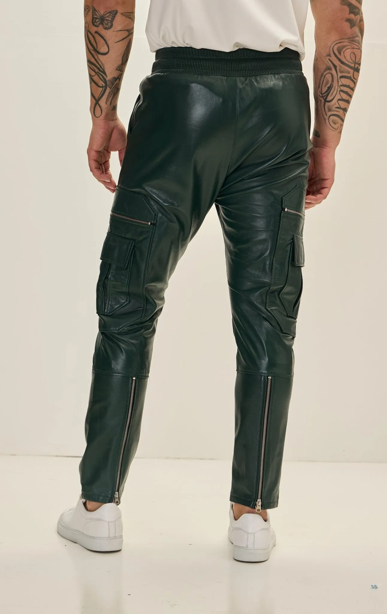 Genuine Leather Destination Joggers - Green