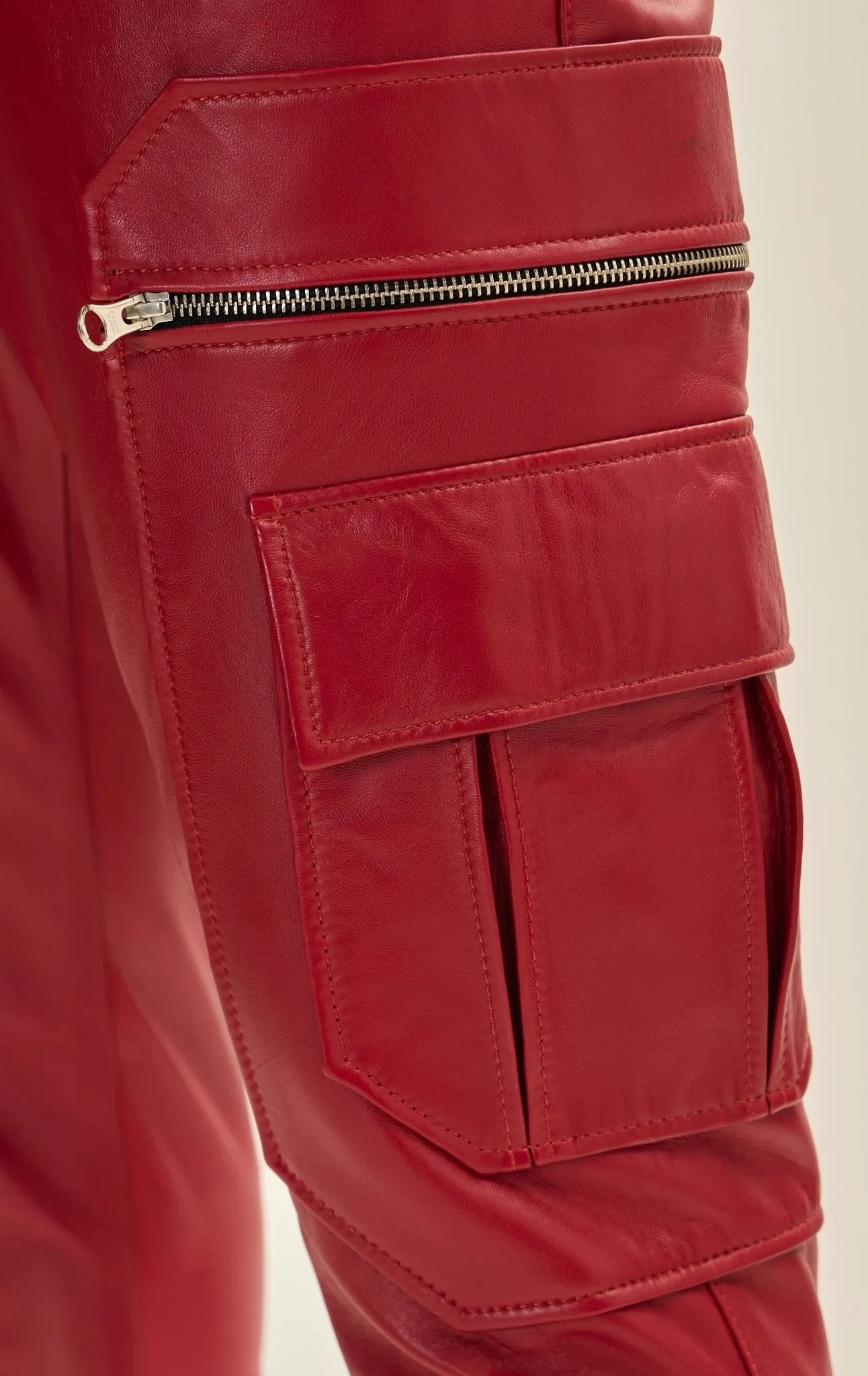 Genuine Leather Destination Joggers - Red