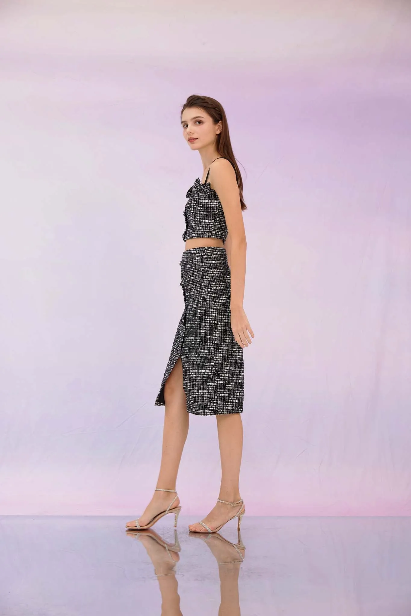 Geraldina Black Tweed Skirt