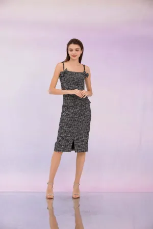 Geraldina Black Tweed Skirt