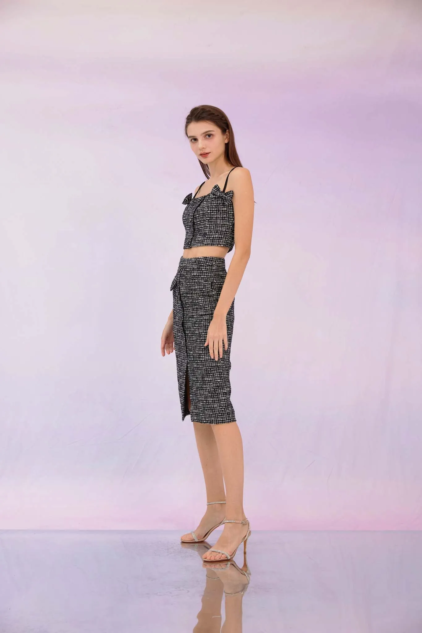 Geraldina Black Tweed Skirt