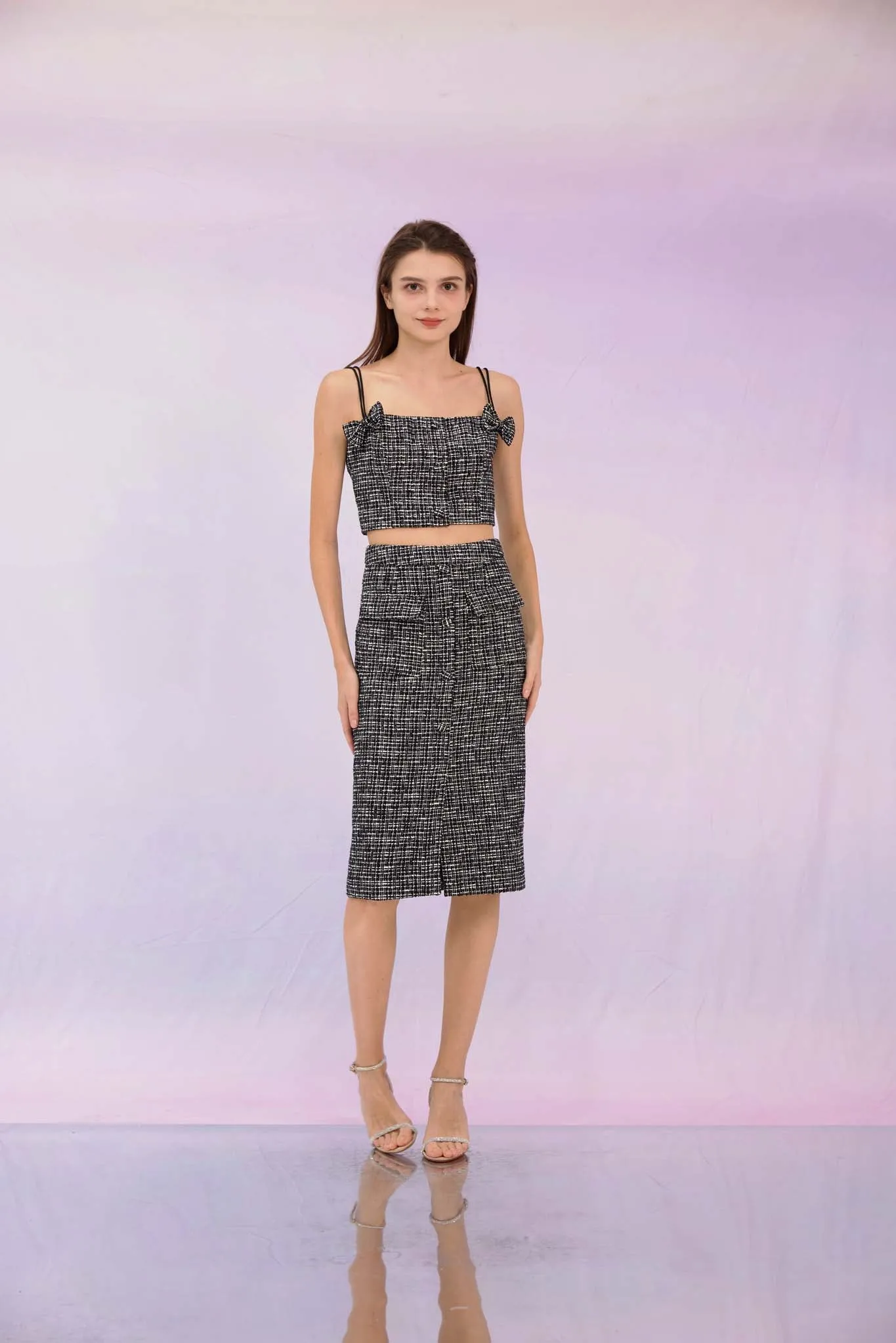 Geraldina Black Tweed Skirt
