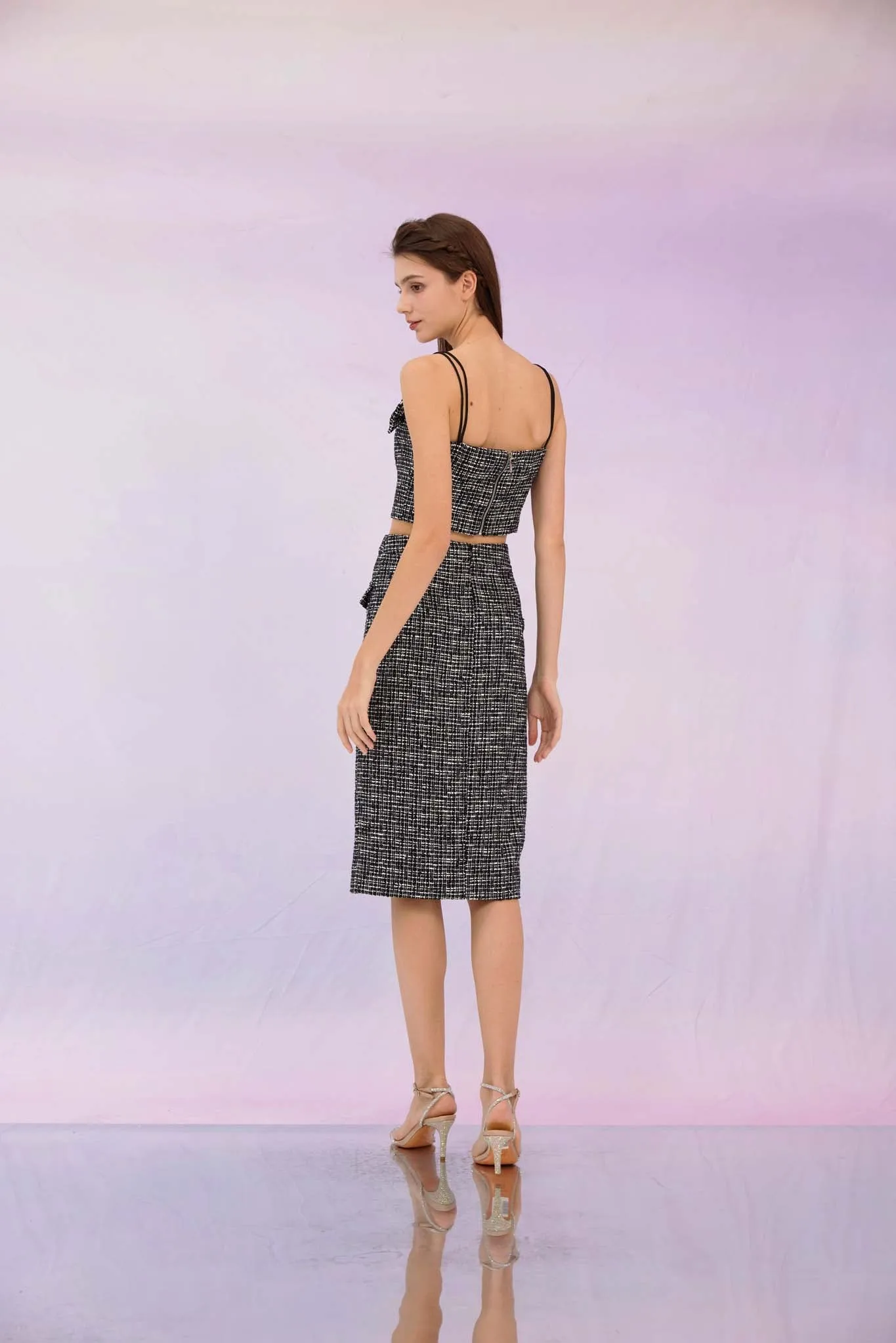 Geraldina Black Tweed Skirt