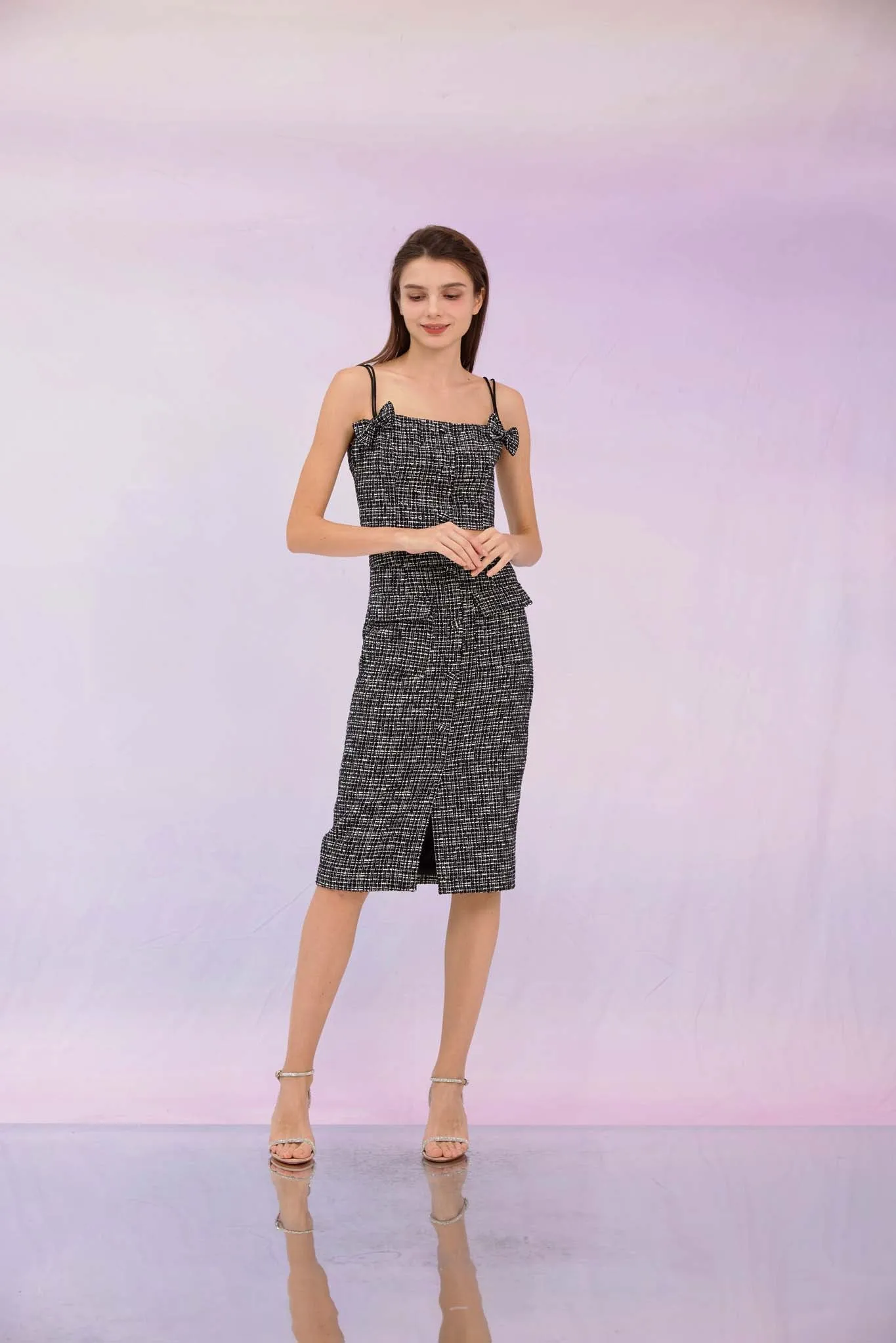 Geraldina Black Tweed Skirt