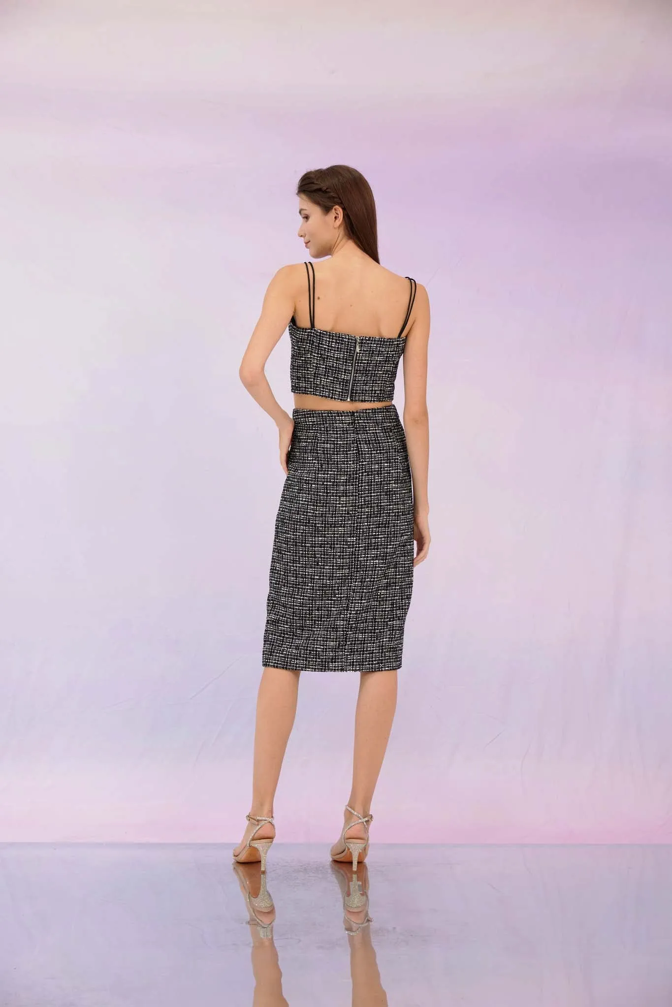 Geraldina Black Tweed Skirt