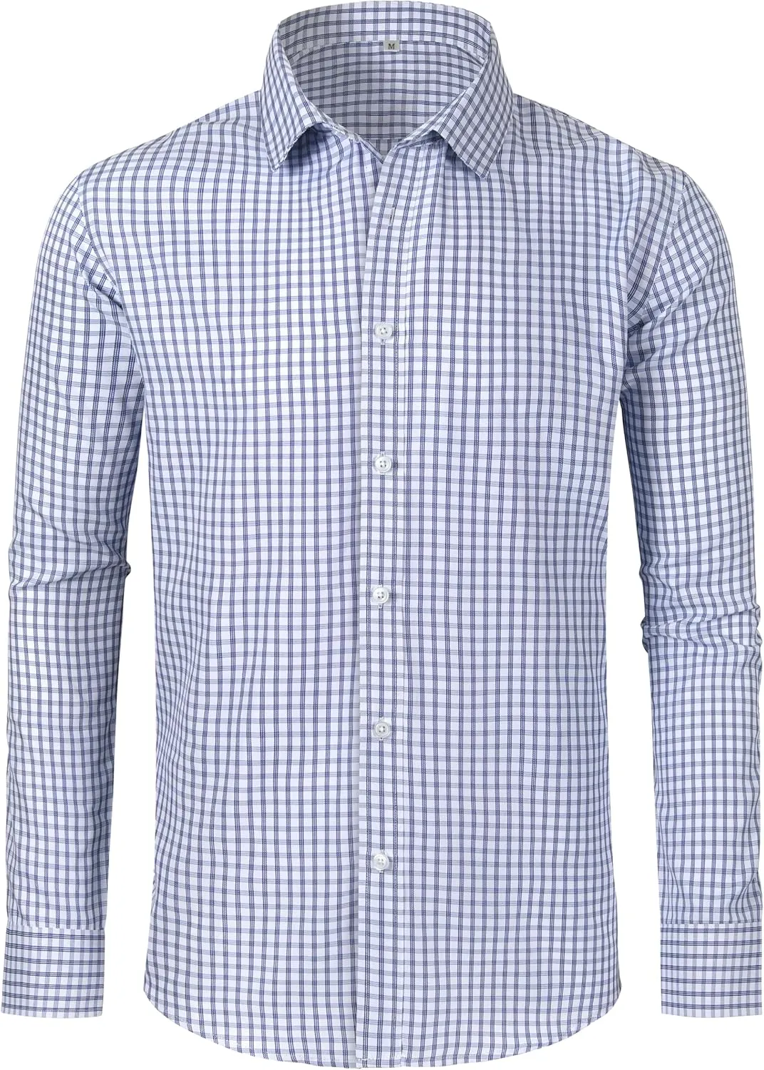 GIANEN Mens Grade 4 Wrinkle-Resistant Plaid Button-Down Cotton Long Sleeve Regular Fit Gingham Dress Shirts