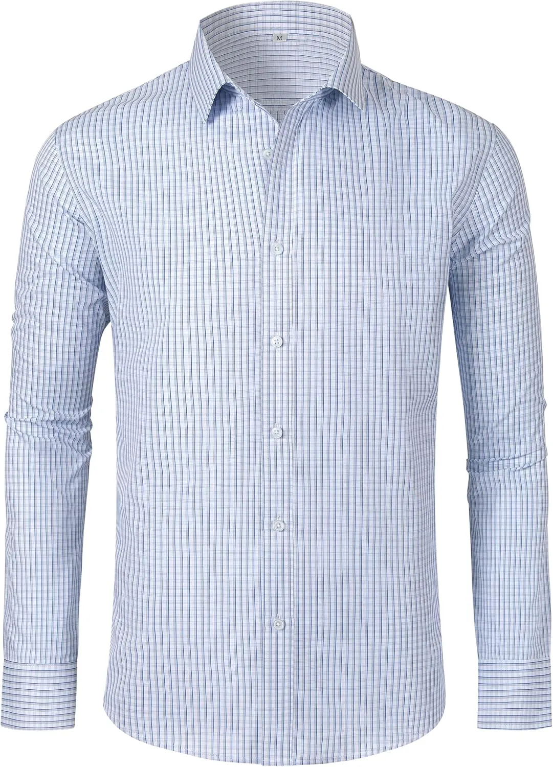 GIANEN Mens Grade 4 Wrinkle-Resistant Plaid Button-Down Cotton Long Sleeve Regular Fit Gingham Dress Shirts