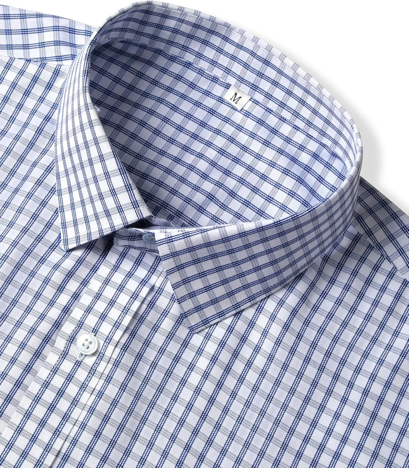 GIANEN Mens Grade 4 Wrinkle-Resistant Plaid Button-Down Cotton Long Sleeve Regular Fit Gingham Dress Shirts
