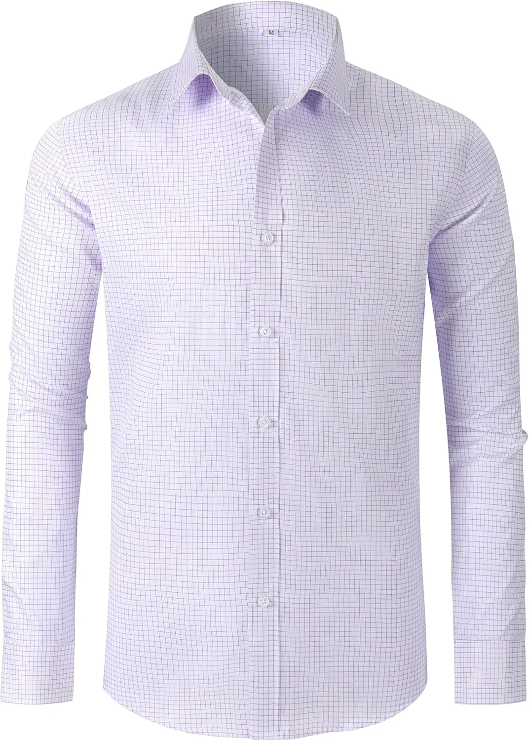 GIANEN Mens Grade 4 Wrinkle-Resistant Plaid Button-Down Cotton Long Sleeve Regular Fit Gingham Dress Shirts