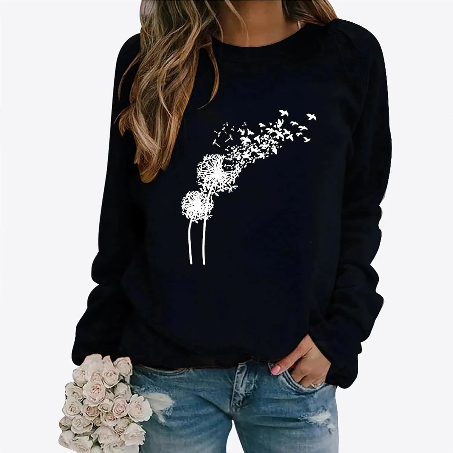 GIERIDUC Womens Sweatshirt Oversized Crew Neck Casual Long Sleeve Tops Cute Fall Outfits Lightweight Loose Fall Clothes