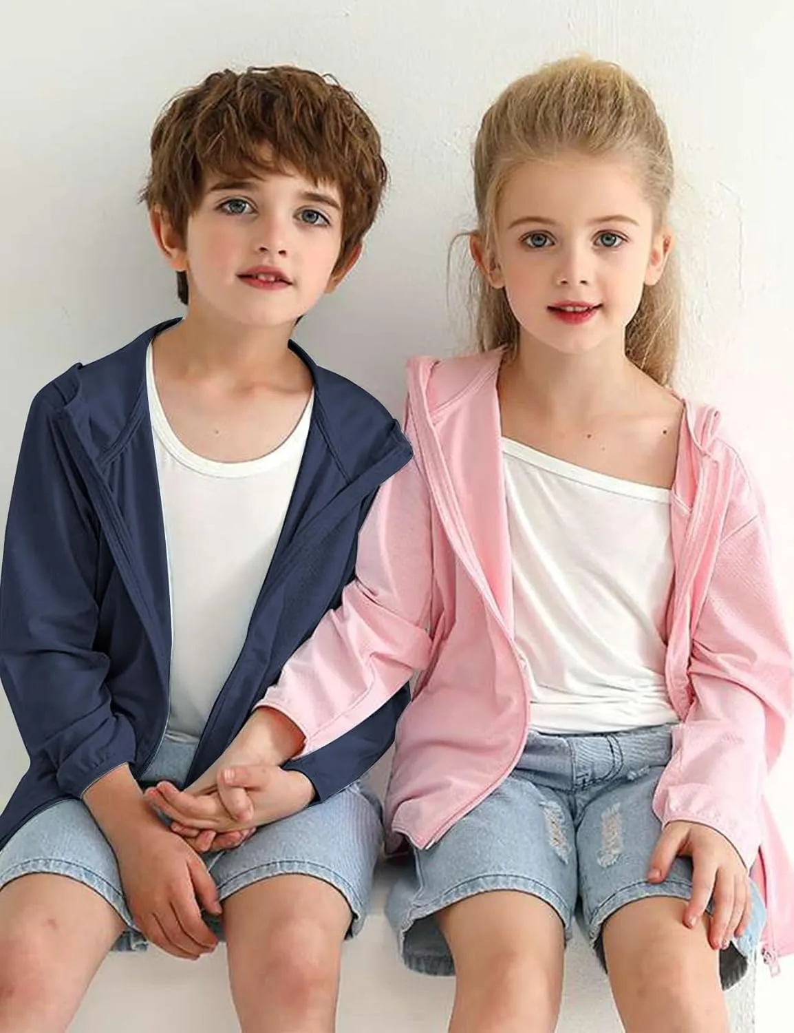 Gihuo Kids UPF 50  Athletic Sun Protection Jacket Boys Girls Zip Up Hoodie Cooling Shirt Pockets Running Outdoor
