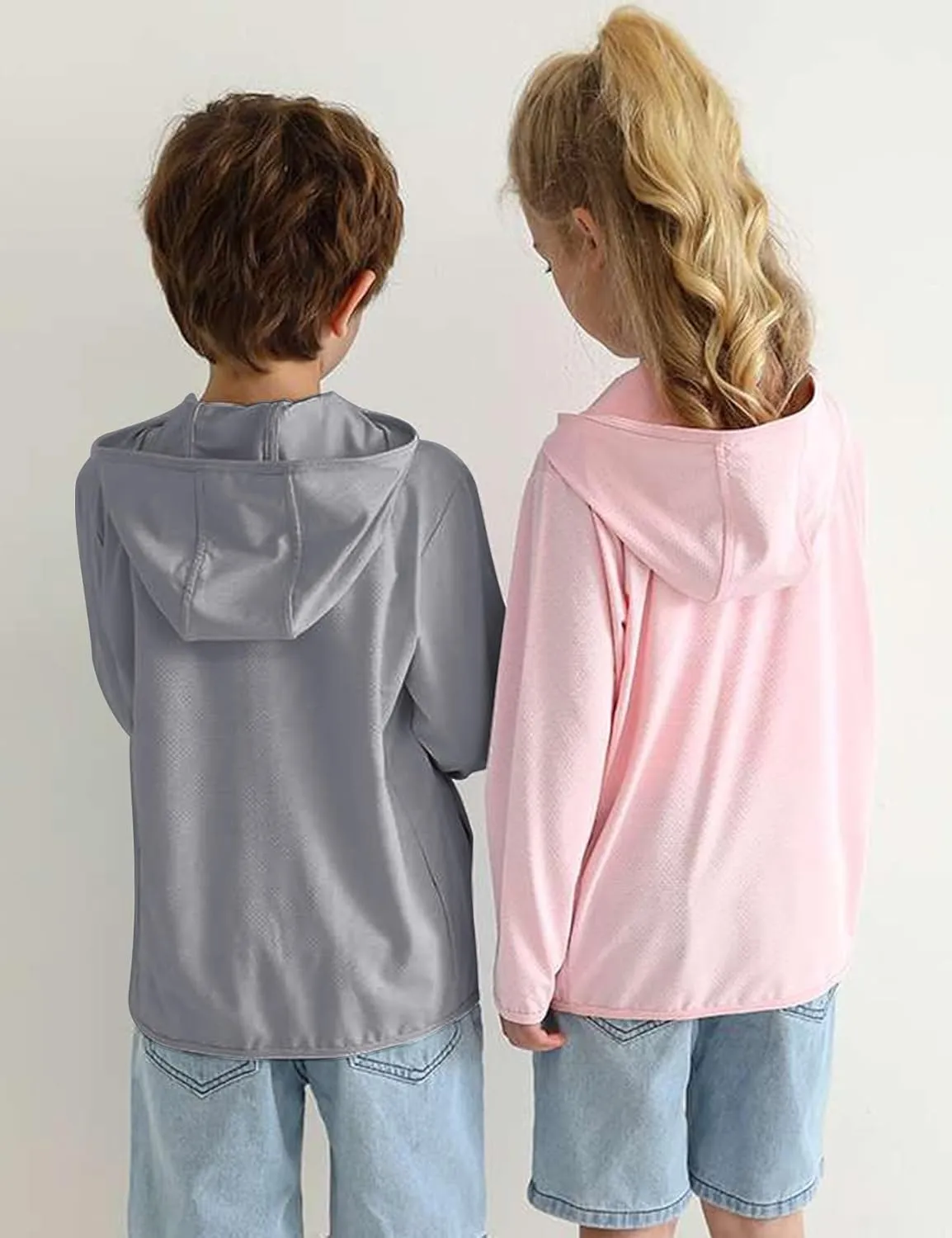 Gihuo Kids UPF 50  Athletic Sun Protection Jacket Boys Girls Zip Up Hoodie Cooling Shirt Pockets Running Outdoor