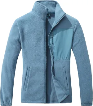 GIMECEN Women's Full Zip Soft Polar Fleece Jacket Outdoor Recreation Coat with Pockets Long-Sleeve Comfortable Outerwear