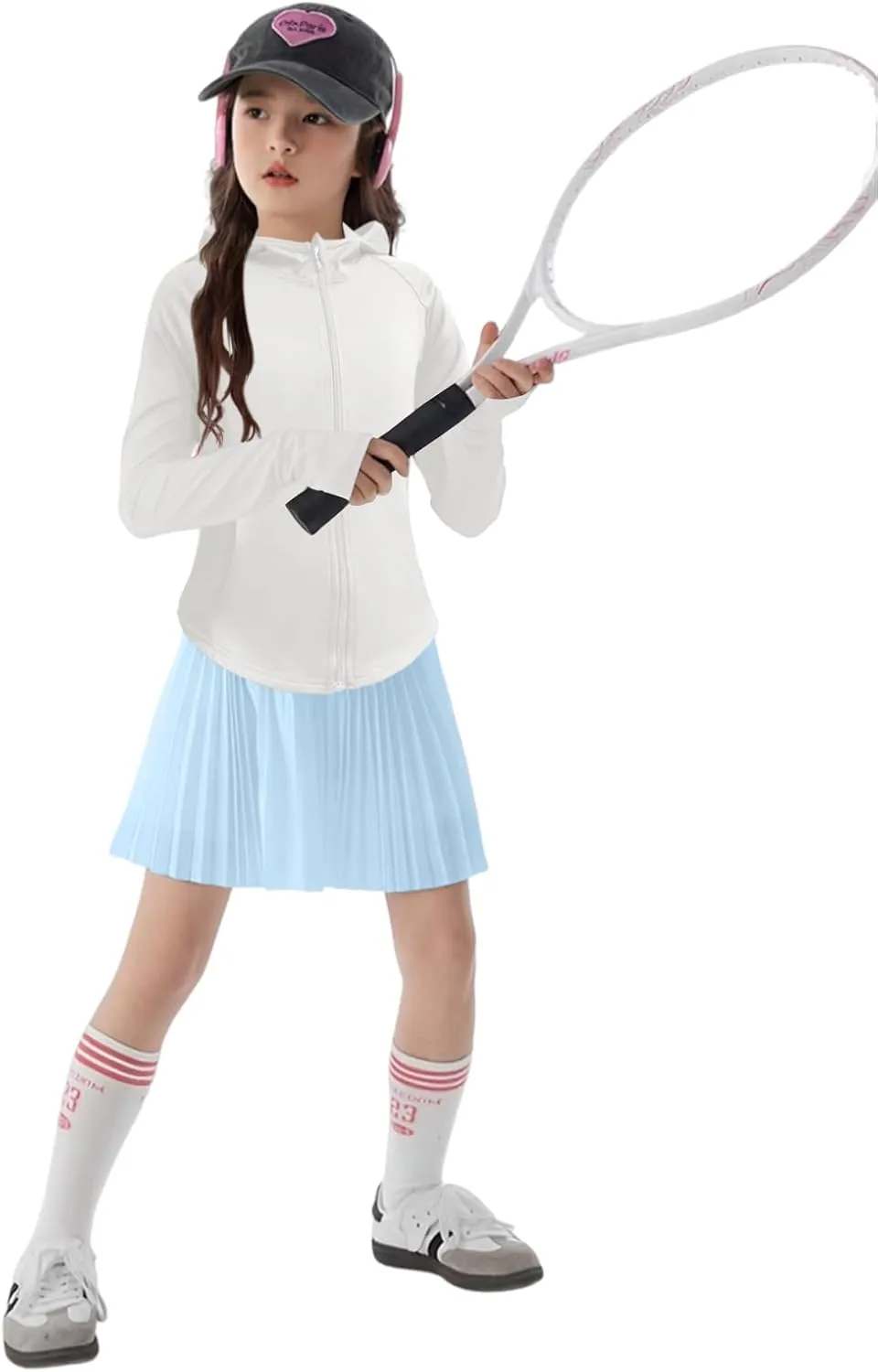 Girls Lightweight Jacket Long Sleeve Zip Up Athletic Hoodie Top UPF50  Fishing Hiking Sun Protection Outwear