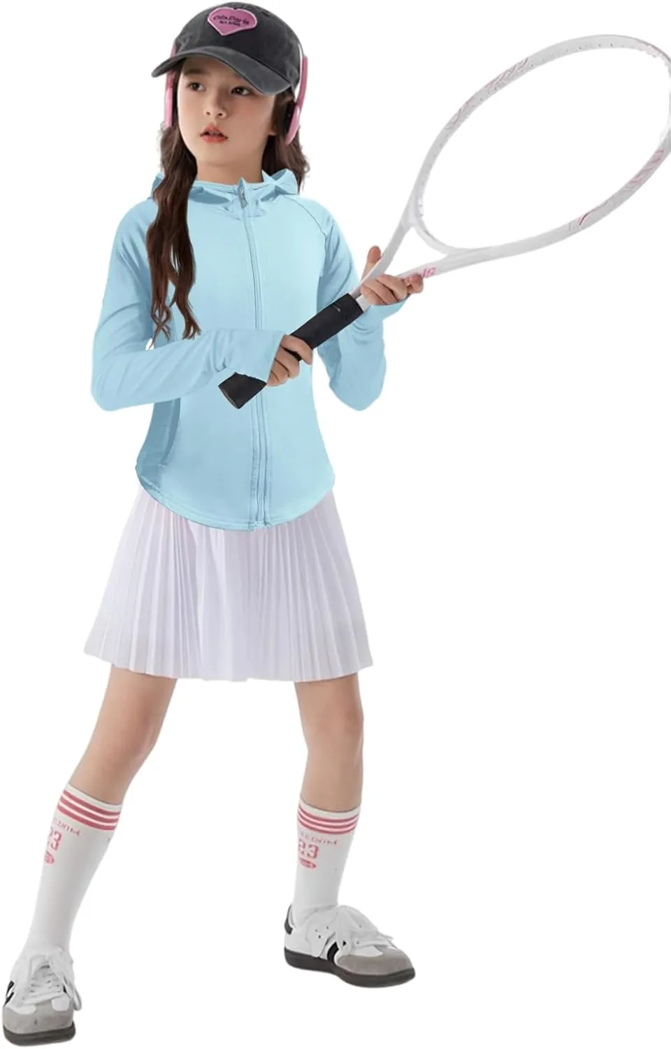 Girls Lightweight Jacket Long Sleeve Zip Up Athletic Hoodie Top UPF50  Fishing Hiking Sun Protection Outwear