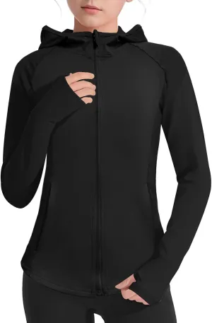 Girls Lightweight Jacket Long Sleeve Zip Up Athletic Hoodie Top UPF50  Fishing Hiking Sun Protection Outwear