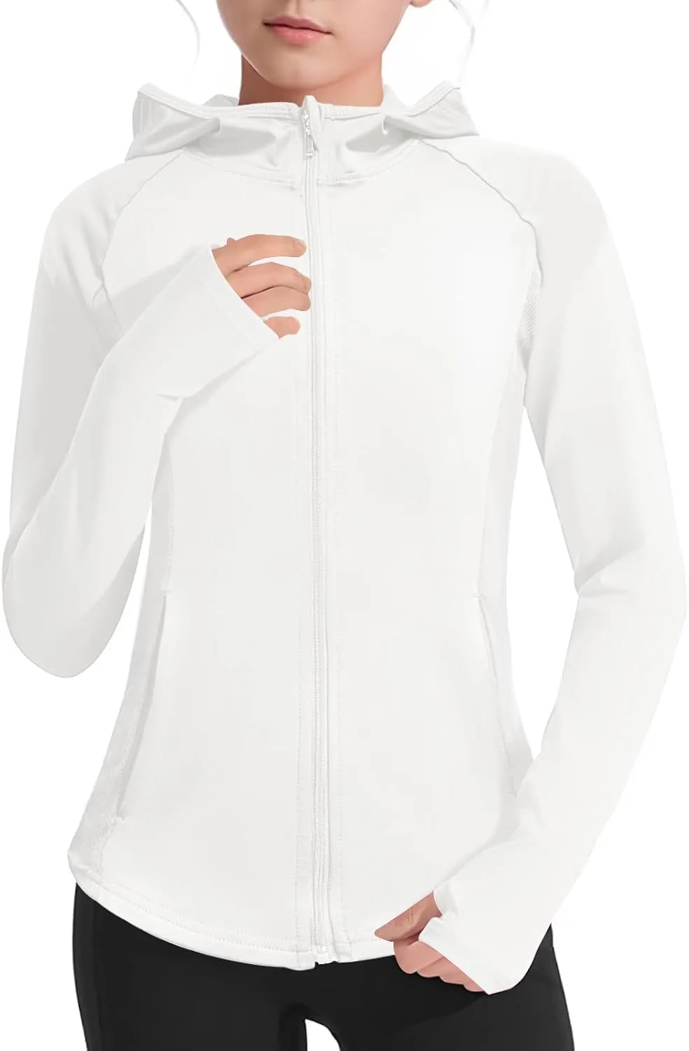 Girls Lightweight Jacket Long Sleeve Zip Up Athletic Hoodie Top UPF50  Fishing Hiking Sun Protection Outwear