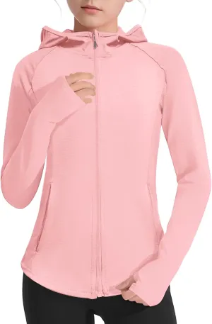 Girls Lightweight Jacket Long Sleeve Zip Up Athletic Hoodie Top UPF50  Fishing Hiking Sun Protection Outwear
