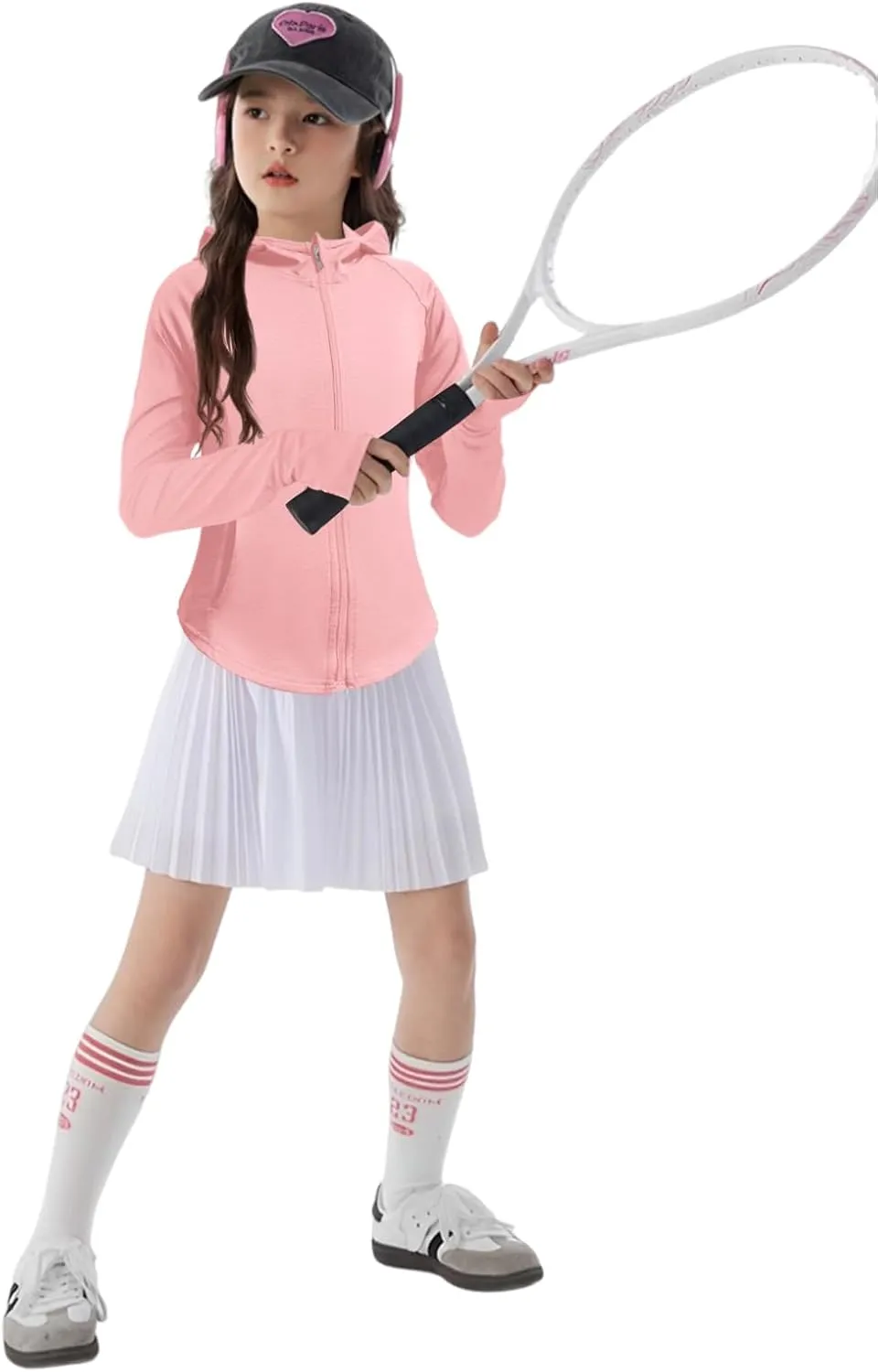 Girls Lightweight Jacket Long Sleeve Zip Up Athletic Hoodie Top UPF50  Fishing Hiking Sun Protection Outwear