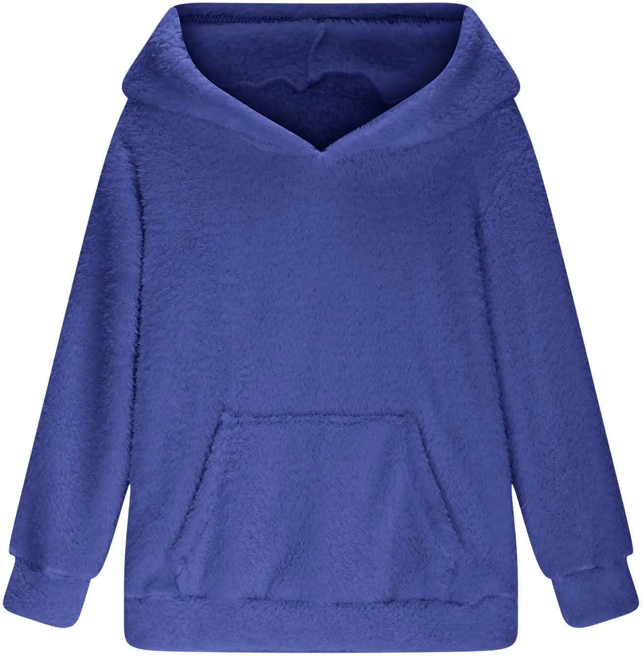 Girls Sherpa Fuzzy Hoodies Fall Winter Soft Comfy Fleece Sweatshirt Long Sleeve Solid Color Pullover Tops with Pocket
