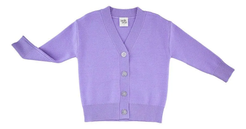 Girl's Solid Bamboo Long Sleeve Cardigan - Lavender