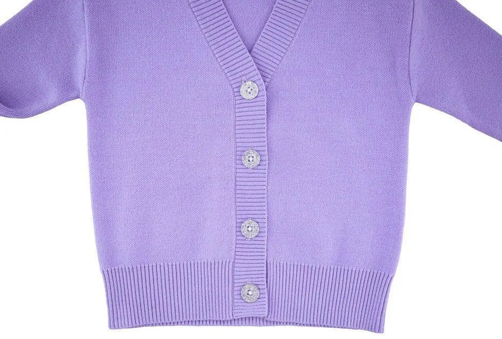 Girl's Solid Bamboo Long Sleeve Cardigan - Lavender