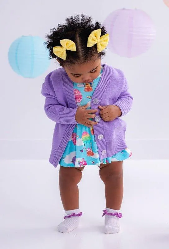 Girl's Solid Bamboo Long Sleeve Cardigan - Lavender