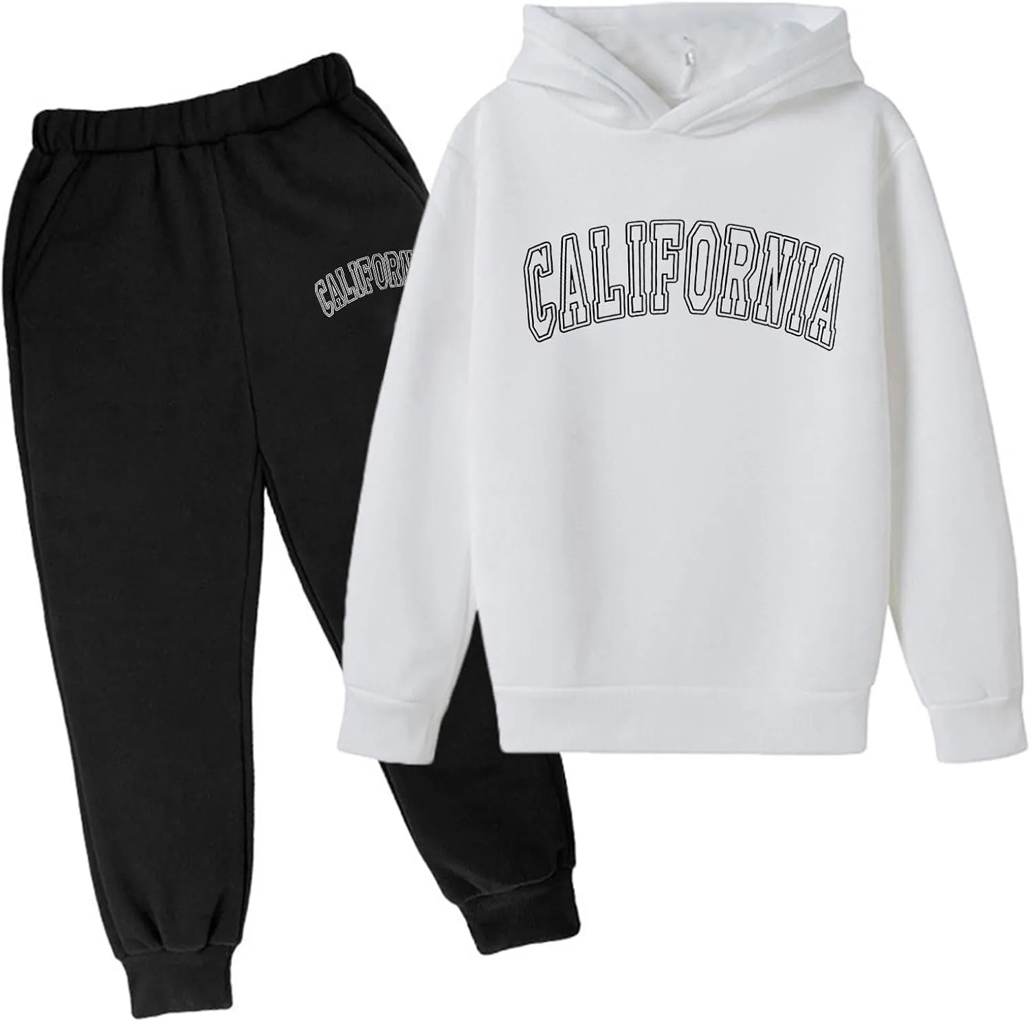 Girls' Sweatsuit Tracksuit 2 Piece Fleece Pullover Cropped Tops Sweatshirt Fleece Jogger Pants Soft Set for Girls