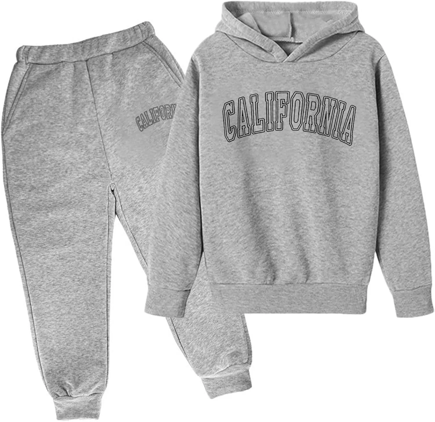 Girls' Sweatsuit Tracksuit 2 Piece Fleece Pullover Cropped Tops Sweatshirt Fleece Jogger Pants Soft Set for Girls