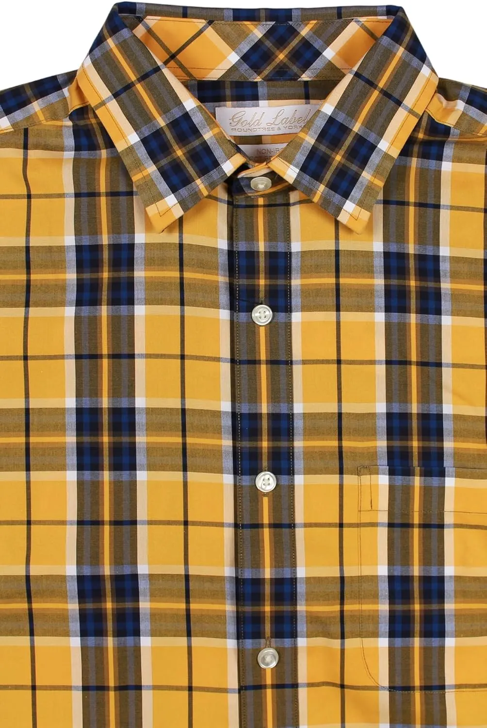 Gold Label Men's Short Sleeve Pocket Shirt Non-Iron Wrinkle-Resistant, Regular Sizes