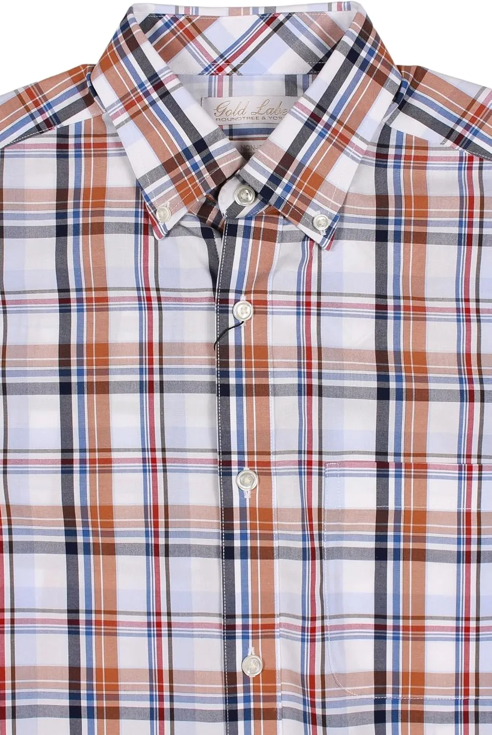 Gold Label Men's Short Sleeve Pocket Shirt Non-Iron Wrinkle-Resistant, Regular Sizes