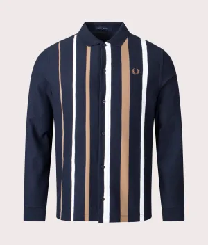 Gradient Stripe Long Sleeve Polo Shirt