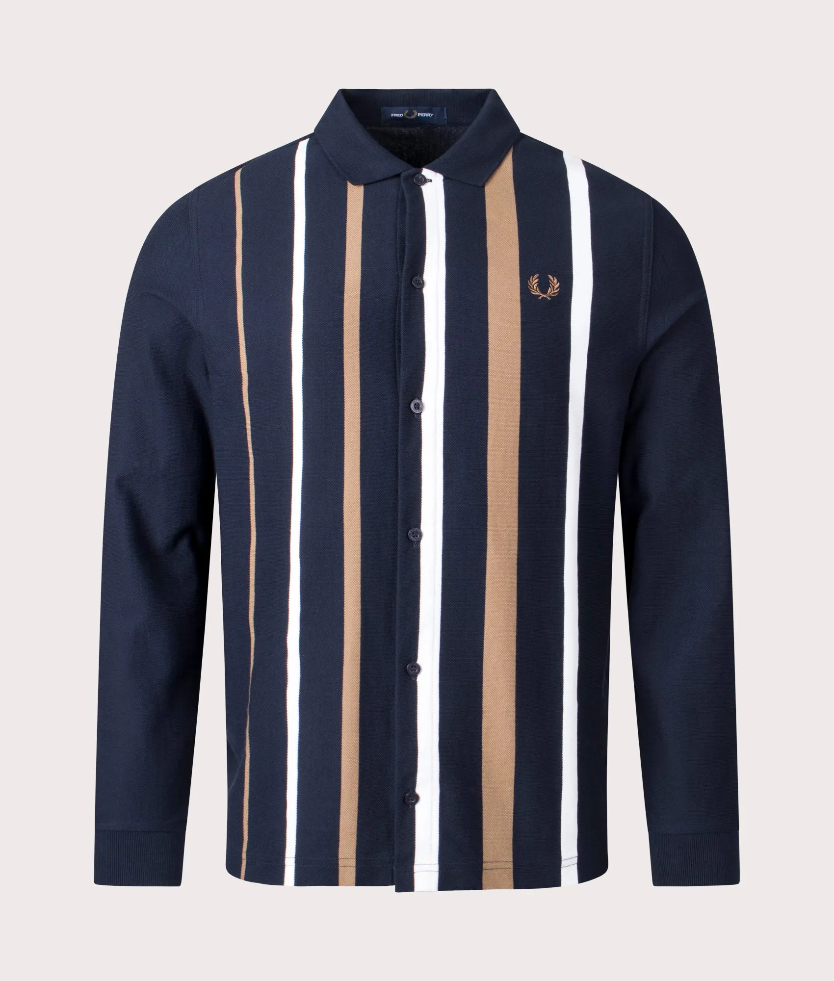 Gradient Stripe Long Sleeve Polo Shirt
