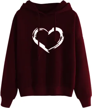 Graphic Hoodies for Womens Love Print Sweatshirt Oversized Casual Long Sleeve Fashion Loose Soft Fall Pullover Tops
