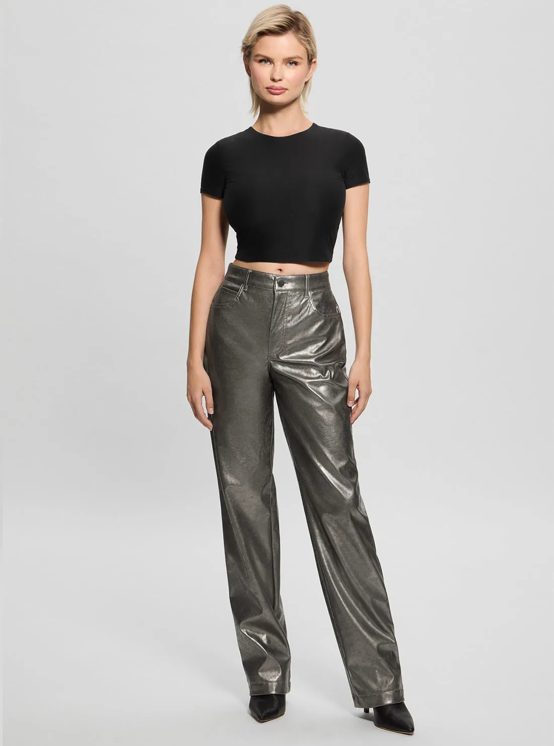 Grey Ambra Metallic Pants
