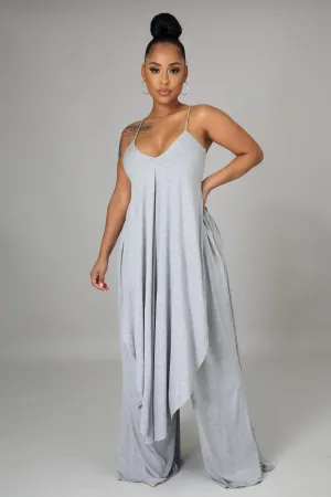 Grey Wide Leg Pants Set